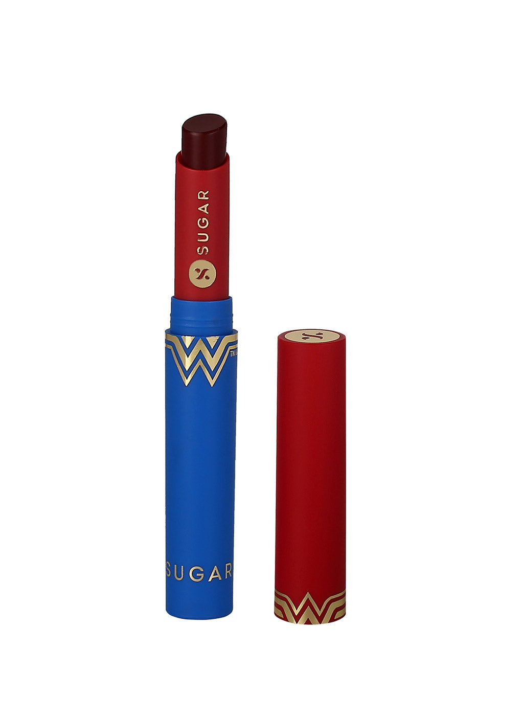 SUGAR Cosmetics Wonder Woman Creamy Matte Lipstick - 10 Legendary Lass (Deep Wine)