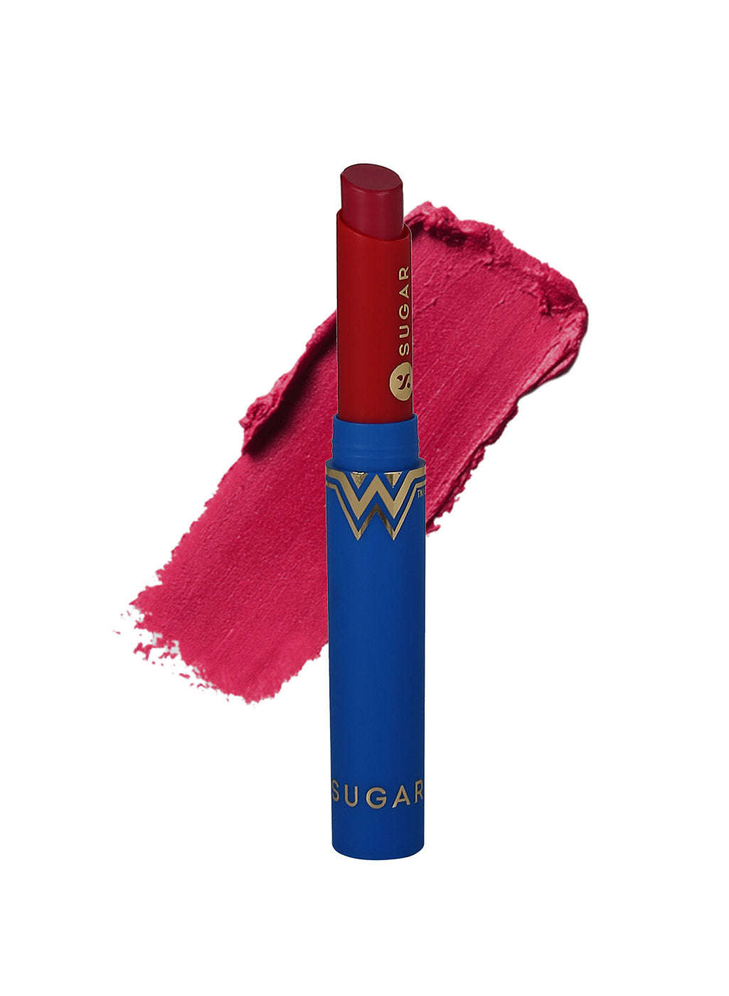 SUGAR Cosmetics Wonder Woman Creamy Matte Lipstick - 02 Amazonian (Deep Rose Pink)