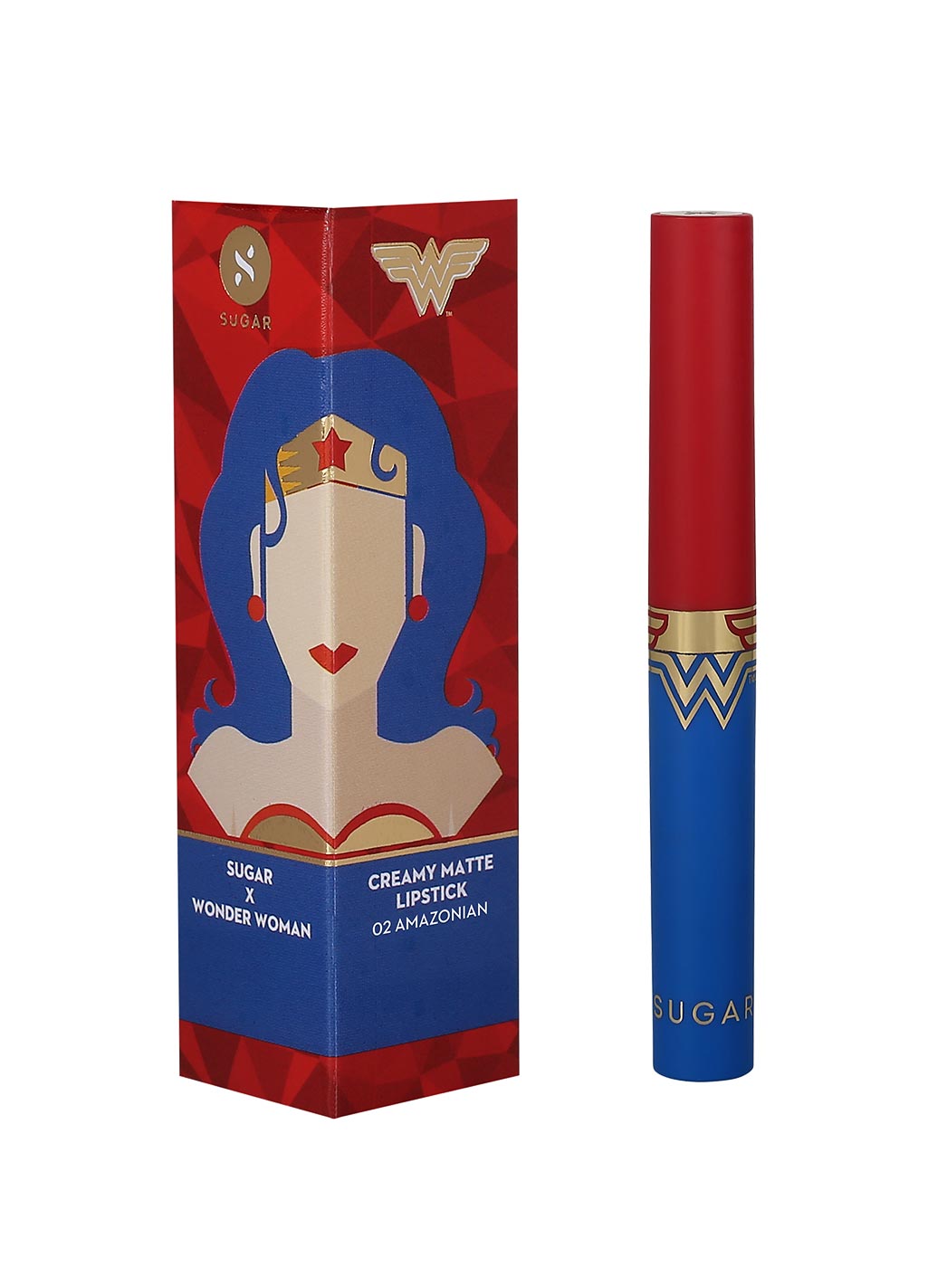 SUGAR Cosmetics Wonder Woman Creamy Matte Lipstick - 02 Amazonian (Deep Rose Pink)