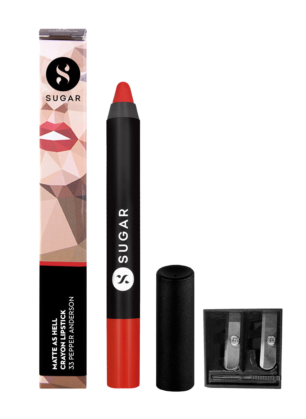 SUGAR Matte As Hell Crayon Lipstick - 33 Pepper Anderson (Orangey red / Tomato red)