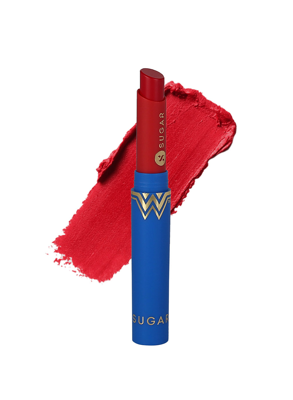 SUGAR Cosmetics Wonder Woman Creamy Matte Lipstick - 08 World Ruler (Chilli Red)