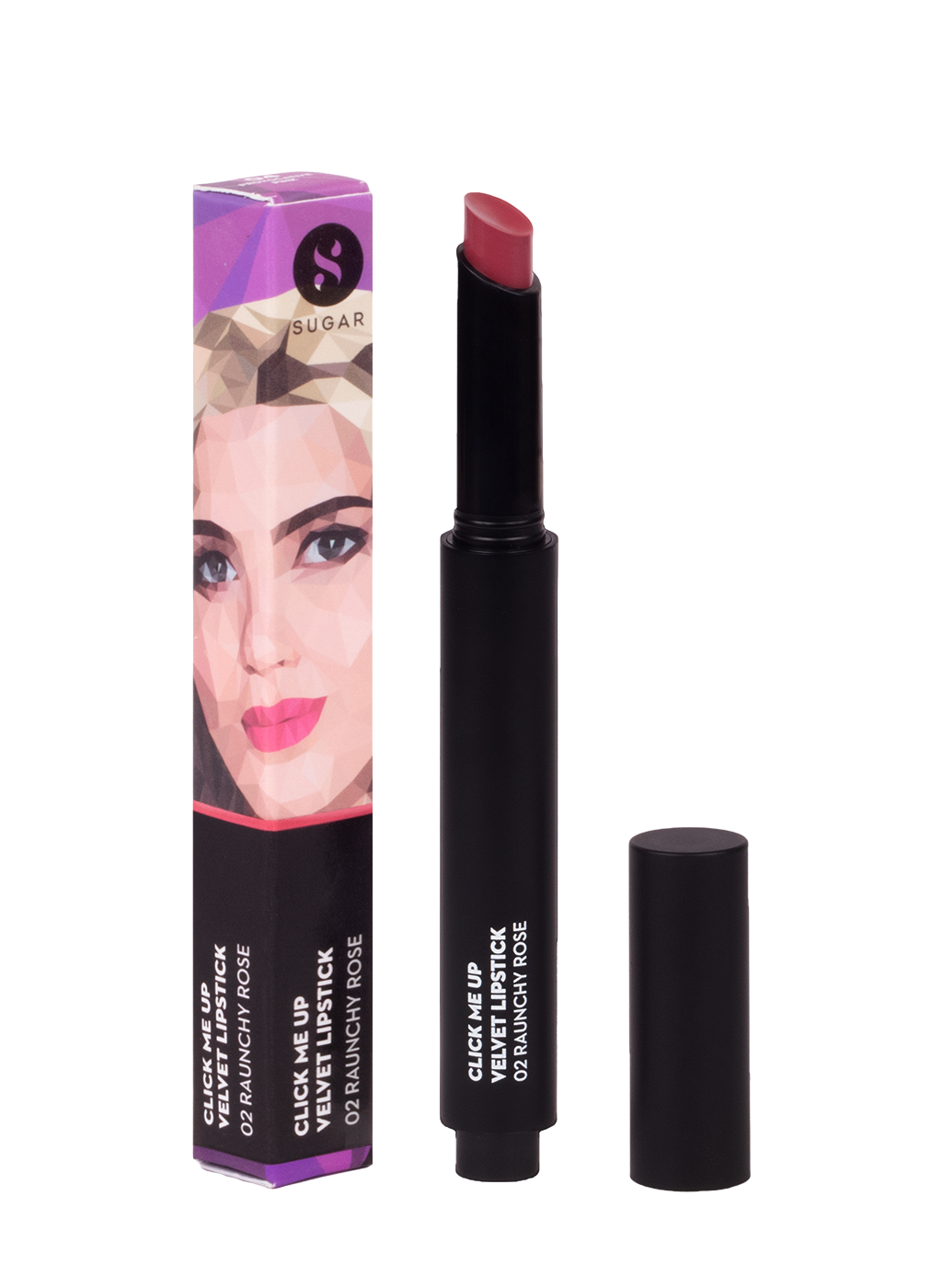 SUGAR Click Me Up Velvet Lipstick - 02 Raunchy Rose (Nude Rose Pink)