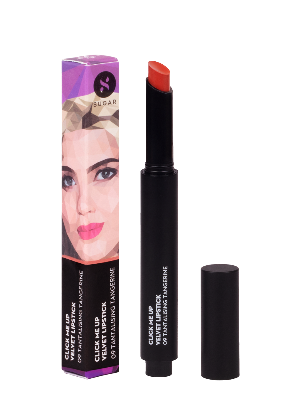 SUGAR Click Me Up Velvet Lipstick - 09 Tantalising Tangerine (Bright Orange with Hints of Red)