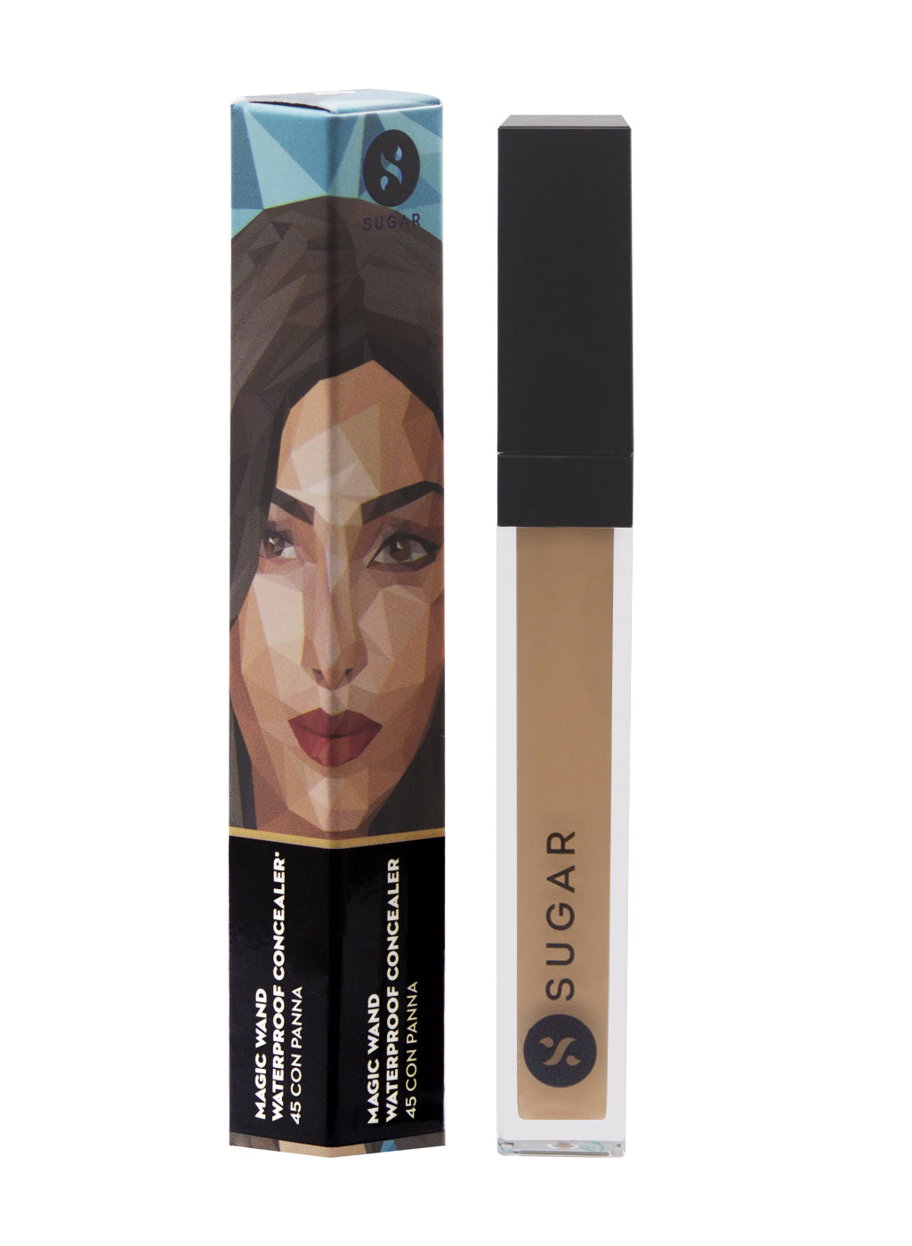 SUGAR Magic Wand Waterproof Concealer - 45 Con Panna (Medium Beige, Golden Undertone)
