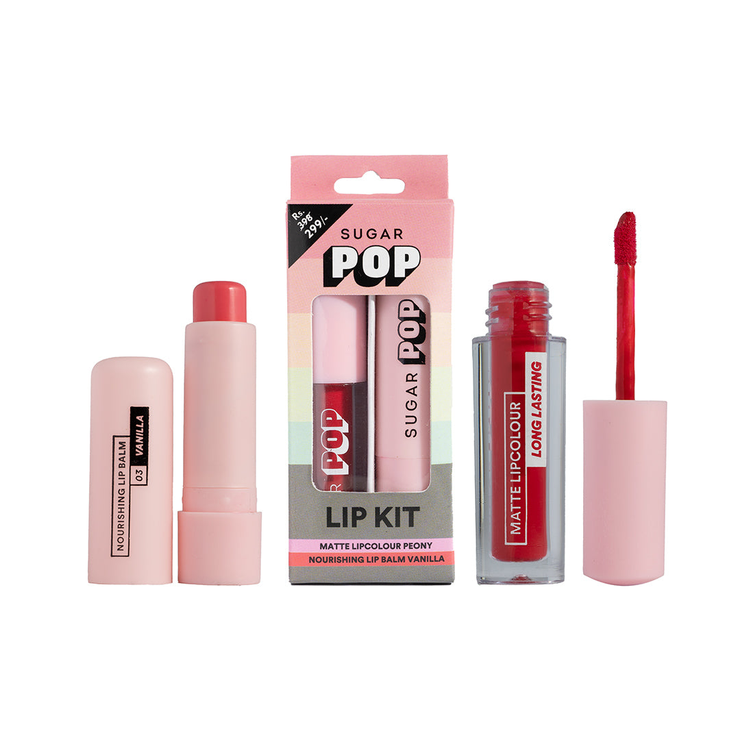 SUGAR POP Matte Lipcolour - 03 Peony + Nourishing Lip Balm - 03 Vanilla Lip Kit